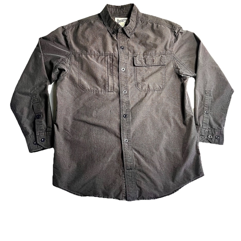 Duluth Trading Shirt Mens M Blue Plaid Long Sleeve Button Down Casual Relaxed‎